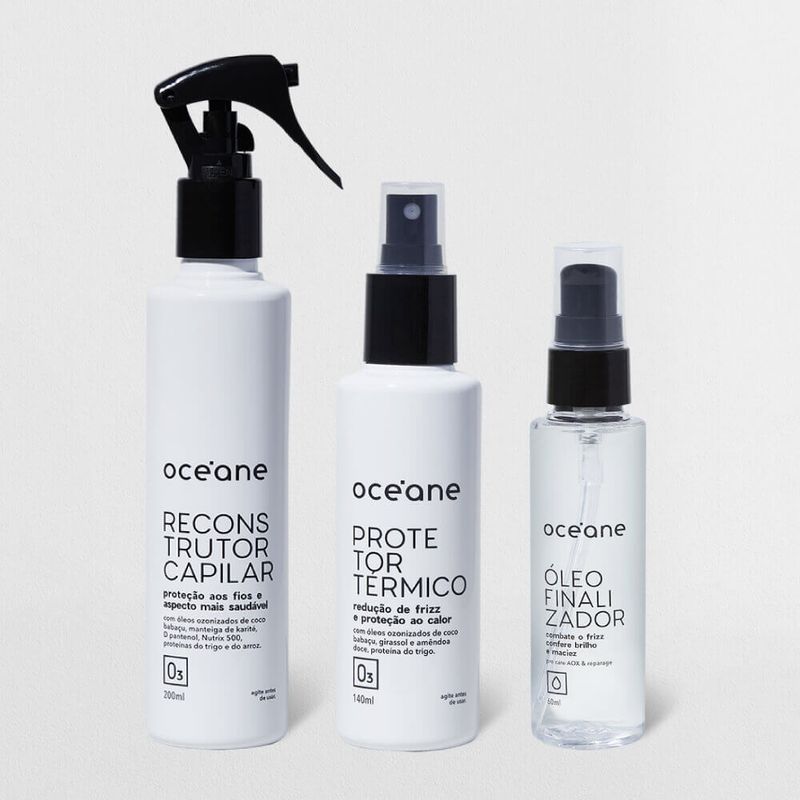 Kit Finalização Capilar Completa (reconstrutor + Protetor Térmico + Óleo)