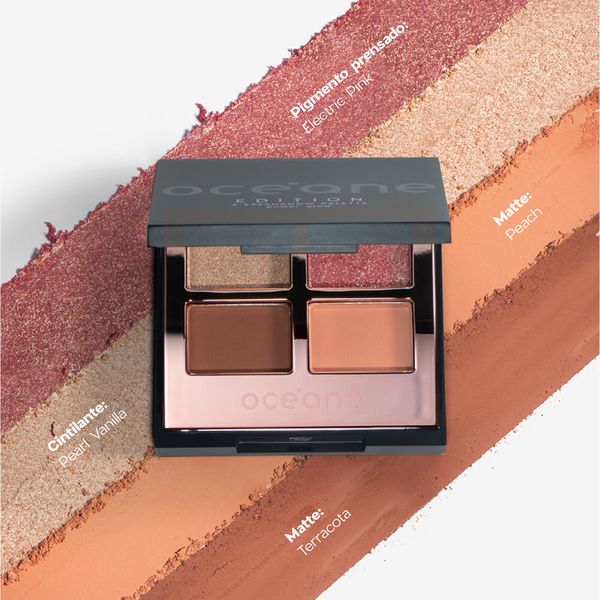 Kit paleta de sombras power glow e brilho labial rosa Edition