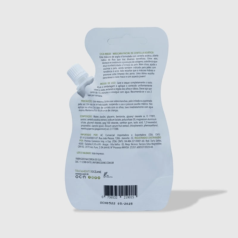 Máscara facial de argila com centella asiática | Cica mask