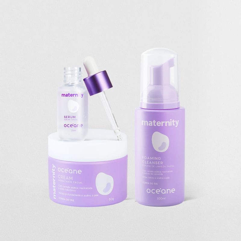 Kit Espuma de Limpeza + Sérum Facial + Hidratante Facial para Gestantes (3 Produtos)
